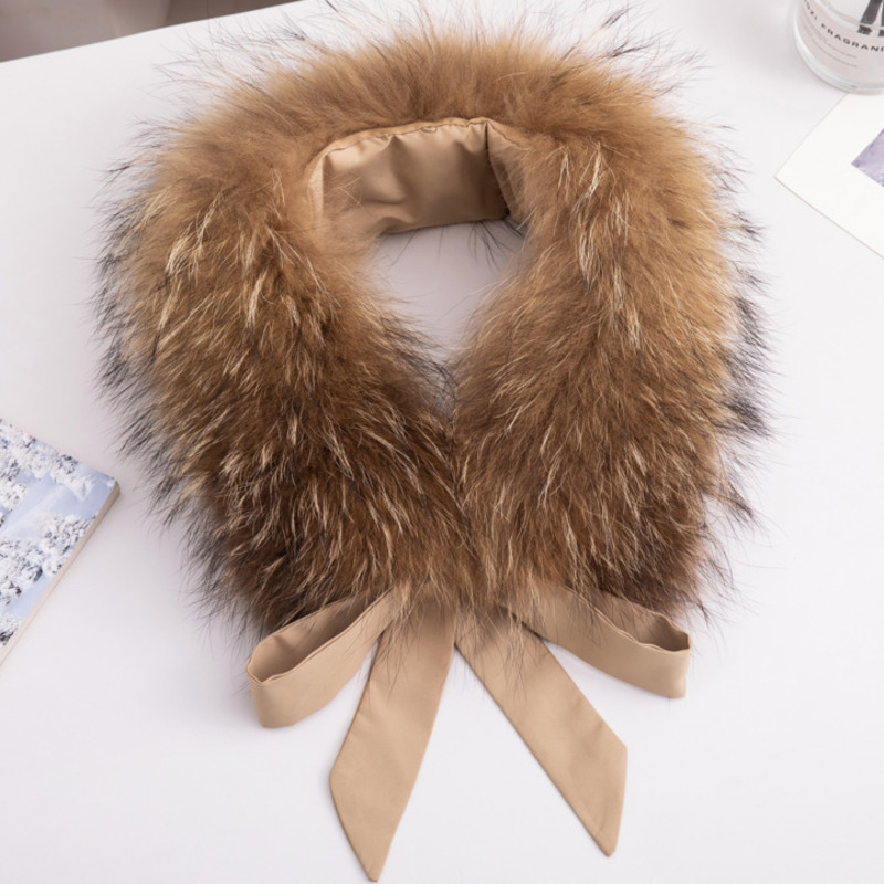 Gold 6138 - Real Raccoon Fur Collar Winter Neck